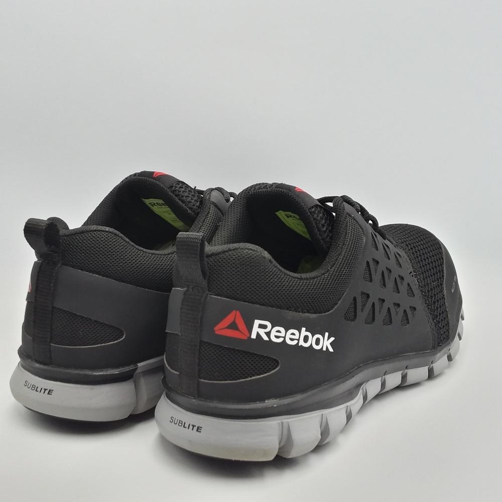 Reebok Sublite Cushion Work Mens 10 Black Alloy Safety Toe Slip Resistant Shoes - Picture 5 of 14